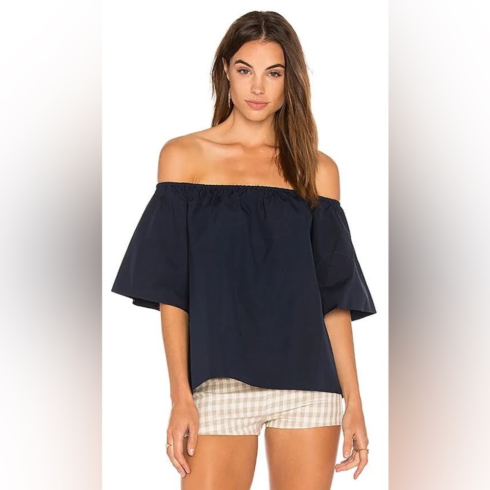 Alice + Olivia Crosby Off-The-Shoulder Open Back Cotton Top, Large